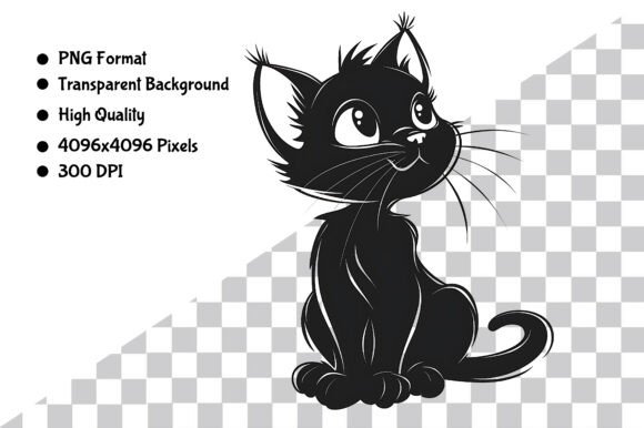 Download Watercolor B&amp;W Cartoon Cat PNG - Cartoon cat png Collection