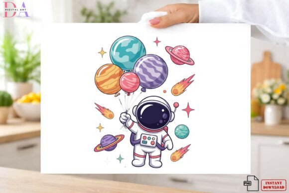 Download Cute Astronaut Space Balloon Kids Png - Kids Collection