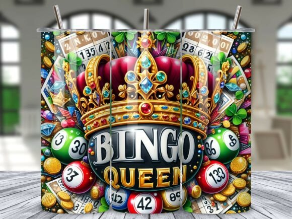 Download Bingo Queen Crown Jackpot Tumbler Wrap - Bingo Collection