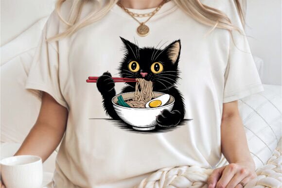 Download Ramen Lover Black Cat Tee PNG - Premium Resources