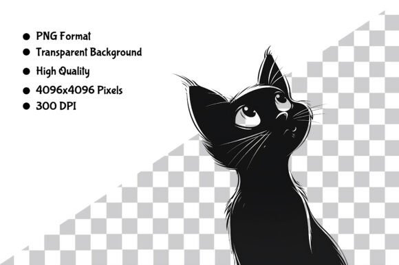 Download Watercolor B&amp;W Cartoon Cat PNG - Cartoon cat png Collection
