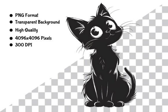 Download Watercolor B&amp;W Cartoon Cat PNG - Cartoon cat png Collection