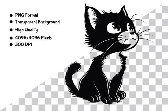 Download Watercolor B&amp;W Cartoon Cat PNG - Cartoon cat png Collection