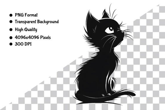 Download Watercolor B&amp;W Cartoon Cat PNG - Cartoon cat png Collection