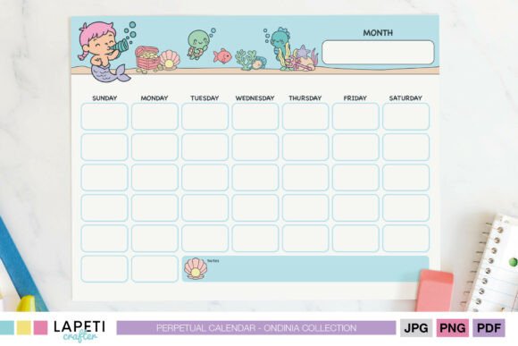 Download Mermaid Kids Perpetual Calendar - Kids Collection
