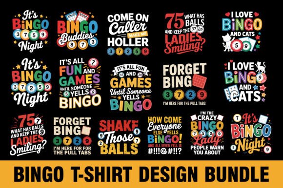 Download Bingo T-Shirt Design Bundle - Bingo Collection