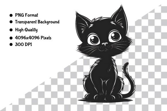 Download Watercolor B&amp;W Cartoon Cat PNG - Cartoon cat png Collection