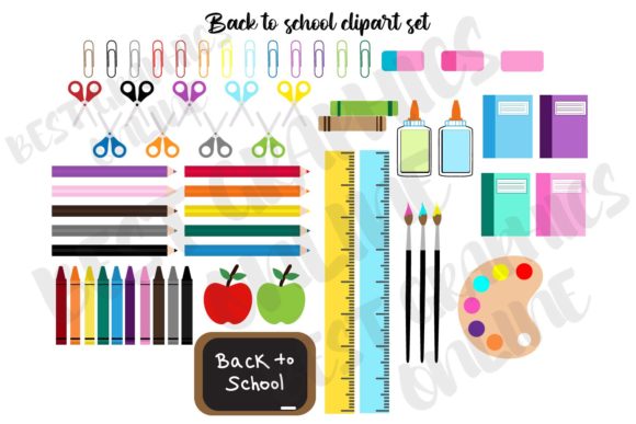 Download Kids Back to School Supplies Clipart Set - Kids Collection